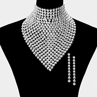 Metal Studded Bib Necklace